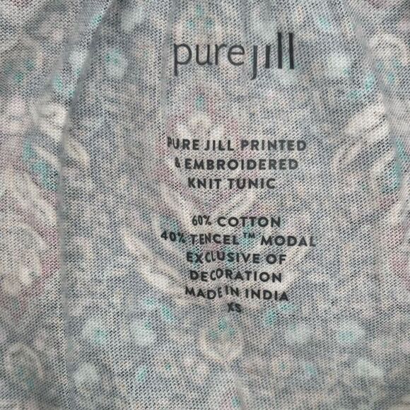 J. Jill Pure Jill Printed & Embroidered Knit Tunic Multi Colored Size XS NWT - Picture 2 of 8